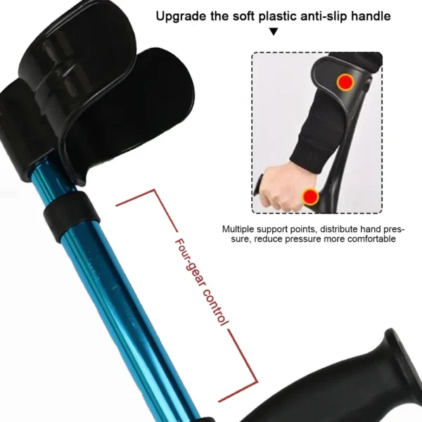Rehabilitation Medical Crutches Foldable Fracture Support Crutch, Lightweight Adjustable Underarm Aids,Comfortable Elbow Crutch - Image 4