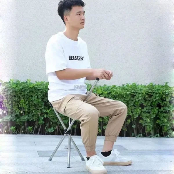 Climbing Stick Outdoor Multifunctional Triangular Stool Foldable Ultra-light Stainless Steel Travel Crutches for the Elderly - Image 4