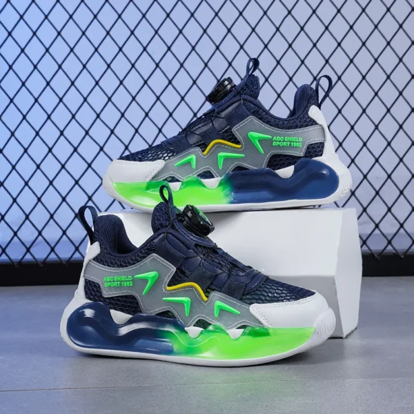 Boys and girls summer single net rotary buckle glow-in-the-dark sneakers Breathable walking shoes 2313 - Image 2