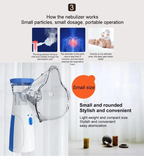 Handheld Portable Autoclean Inhale Nebulizer Mesh Atomizer Silent Inhaler Nebuliser Inhalator for Adult Kids Nebulizador - Image 4