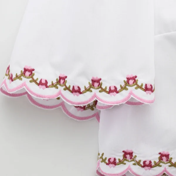 ZBZA Women's Floral Embroidered V-Neck Shirt – Short Sleeve, Front Tie, Loose Hem Top, Versatile Chic Cardigan for Spring & Summer - Image 5