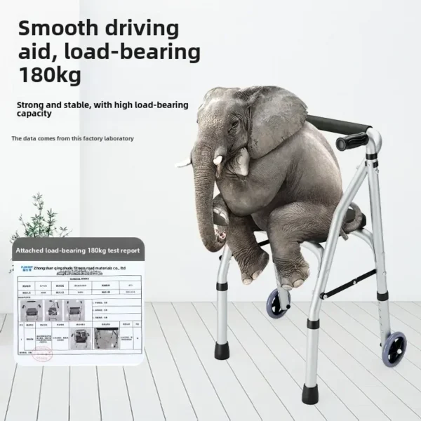 Supportive Walker Aluminum Alloy Elderly Rehabilitation Aid with Wheeled Armrest Mobility Support Walker Walking Stick with Seat - Image 5