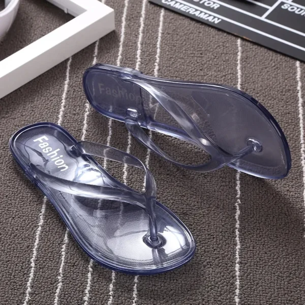 Summer Beach Flat Clear Flip Flops Girls Transparent Slippers Female Jelly Shoes Plain Color Women's Flip-Flops Ladies Slides - Image 6