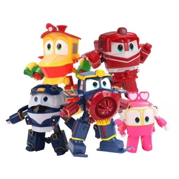 5Pcs Set Children Cartoon Trains Deformation Robots Model Toys Plastics Train Action Figure Robot Car Anime Game Kids Gifts - Image 6