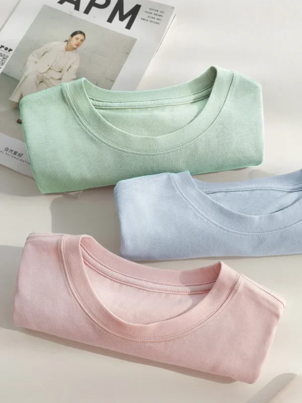 CHIC VEN Women's Tees Basic O Neck Short Sleeve Pullover T-shirt for Woman Solid Female Top Casual Ladies Tshirt Summer 2024 - Image 5