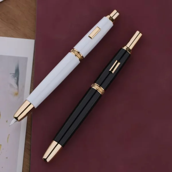 MAJOHN A1 Press Fish Scale Striped Metal Engraving Fountain Pen Retractable WIth Clip/No Clip Ink Pen Office School Writing Gift - Image 5