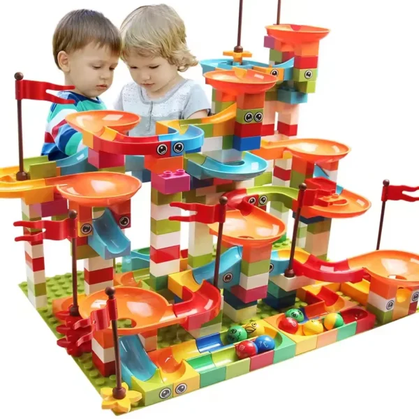 77-308PCS Sliding Rail Large Particle Building Blocks Marble Racing Run Building Blocks DIY Children's Educational Toys - Image 2