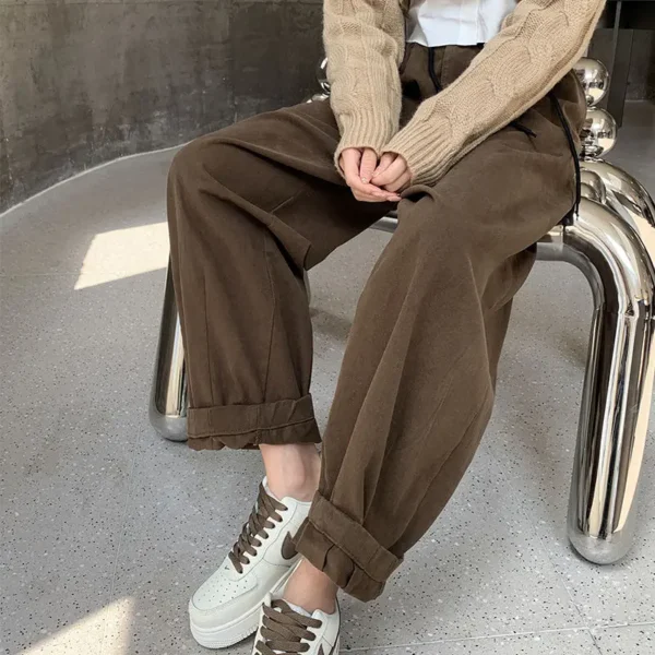 2023 New Korean All-match Solid Color Loose Cropped Pants Women's Clothing Spring Autumn Casual Trend High Waist Harem Trousers - Image 2