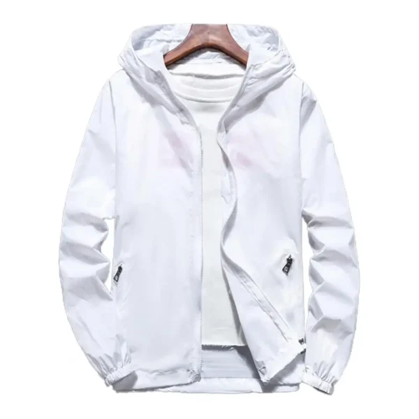 Windbreaker Jacket Men Women Thin Sun Protection Coat Hooded Long Sleeve Shrinkable Cuffs Pockets Zipper Placket - Image 3