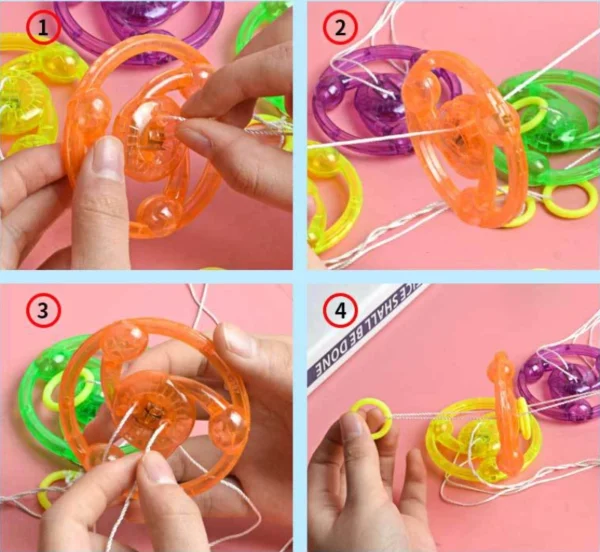 3pcs New Luminous Hand Pull Luminous Flashing Rope Flywheel Toy Led Light Toy Novelty Children Flywheel Flash Gyro Gift Toys - Image 3