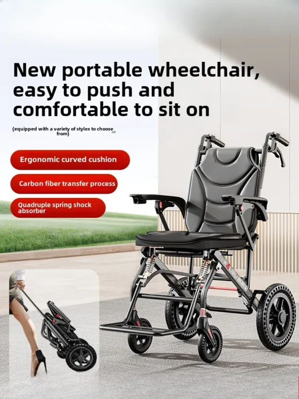 Wheelchair for the elderly folding wheelchair ultra-light small elderly travel - Image 2