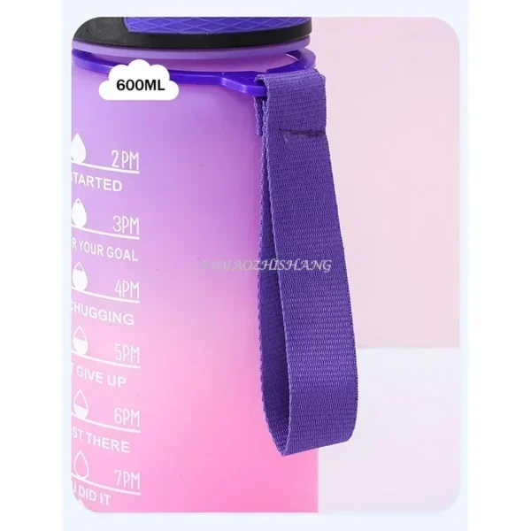 600ML Colorful Water Bottle Motivational Drinking Bottle Sports Water Bottle with Time Marker Portable Reusable Plastic Cups - Image 5