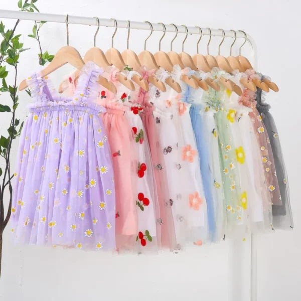 Flower Girls Dresses Children's Clothing Kids Clothes Summer Fairy Party Stage Show Dance Wear Cosplay Costumes Sling Casual - Image 2