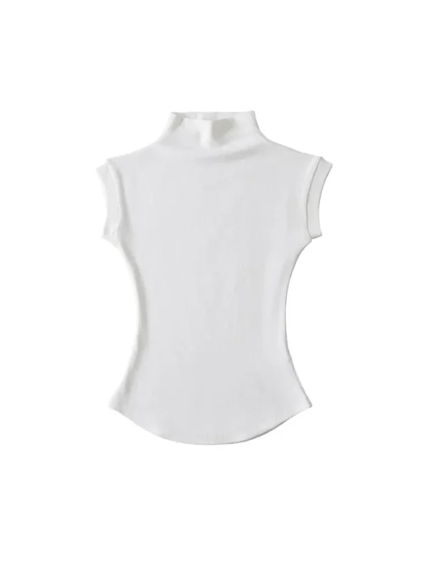 Women Summer Sexy Turtleneck Sleeveless T-Shirts Tops Solid Slim Fit Pullovers Causal Tees Shirts Female Streetwear Basics Tees - Image 6