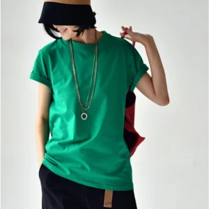 MICOCO T2285C Artistic simple multi - color comfortable round neck short - sleeved T - shirt woman