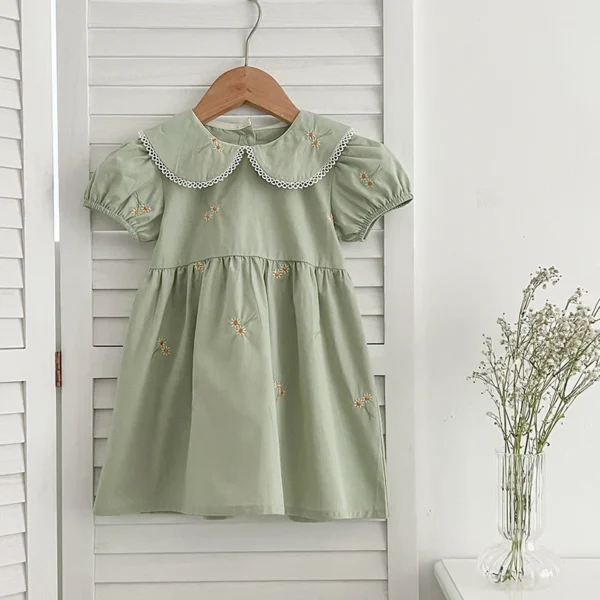 Girls Summer Dress Kids Princess Birthday Dresses Embroidered Daisy Dress Puff Sleeved Elegant Baby Children Clothes Vestidos - Image 3