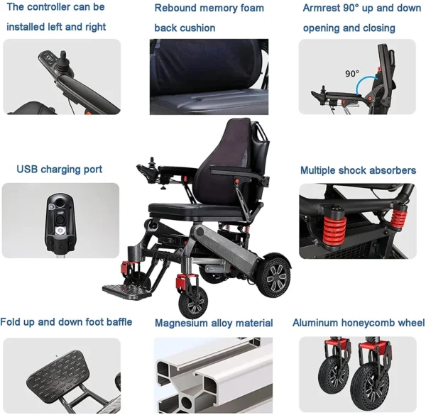 Drive Medical Automatical Folding Wheelchair Remove Control Wheelchair Lightweight Power Wheelchair For Disable - Image 2