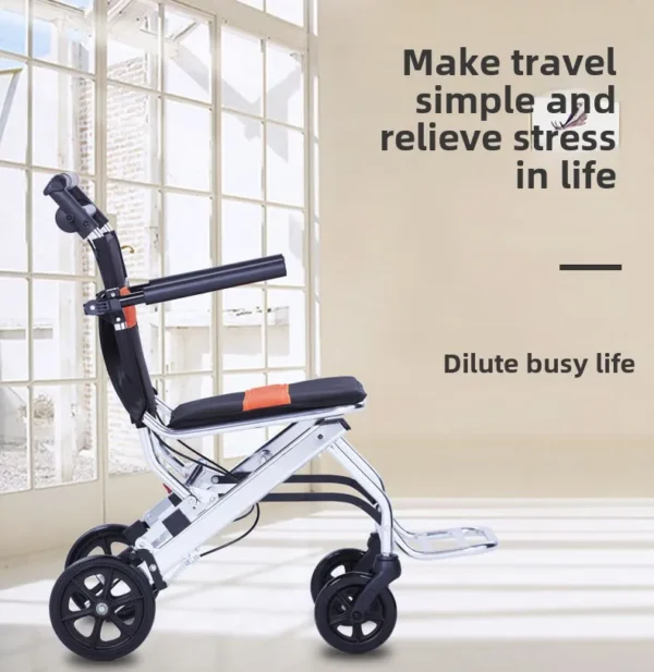 Portable wheelchair, foldable lightweight small scooter, easy trolley for the elderly to travel light wheelchair - Image 5