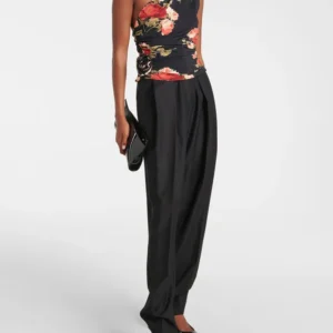 Woman clothing y2k spring and summer printing slant shoulder viscose tank top knot pleated one shoulder t-shirt2025Women top