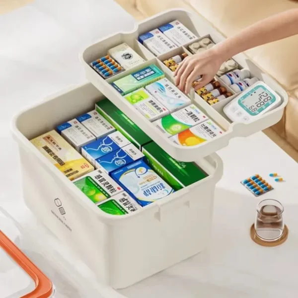 Large Capacity Medicine Box Portable Home First Aid Medical Kit Family Emergency Medicine Box with Multi-layer Drug Storage Case - Image 2