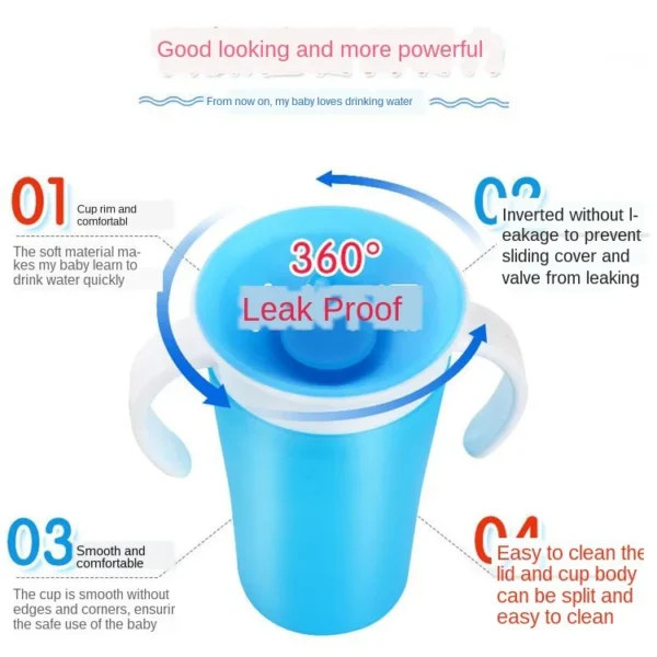 Magic Baby Cups Can Be Turned Baby Learning Drinking Cup Leakproof Child Water Cup Bottle 240ml Copos Learning Cup Baby Cup - Image 6