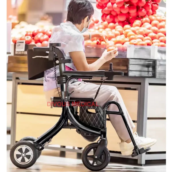 Lightweight Folding Electric Rollator Walker Mobility Scooter Aids Wheelchair for Seniors Adults with Seat Foot Rest Product - Image 3