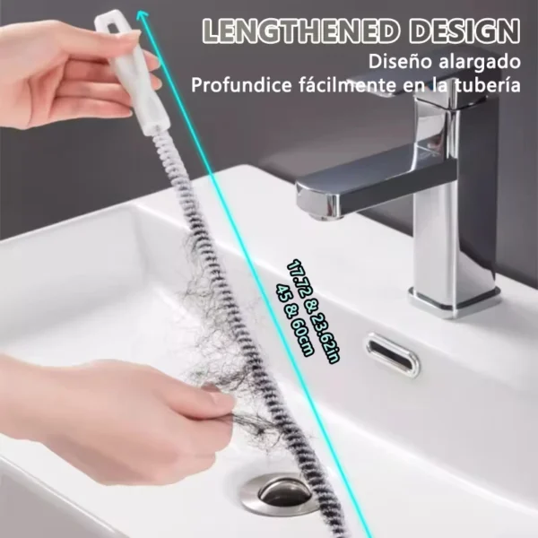 Pipe Dredging Brush Flexible Drain Brush Household Sewer Animal Pet Hair Catcher Sink Cleaning Brush for Kitchen Bathroom - Image 3