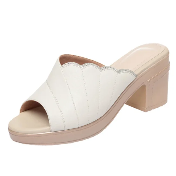 Women's High Heel Slippers Thick Heels In Summer New Fashionable And Versatile Outside Wear Fish Mouth Flip Flops Comfortable - Image 6