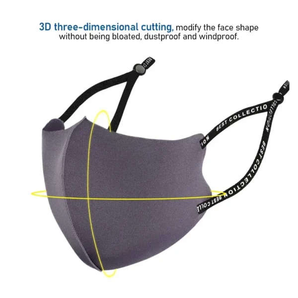 3D Washable Adjustable Cycling Face Mask Dust-proof Breathable Thin Face Ice Cotton Knitted Sunscreen Haze Reusable Face Mask - Image 3