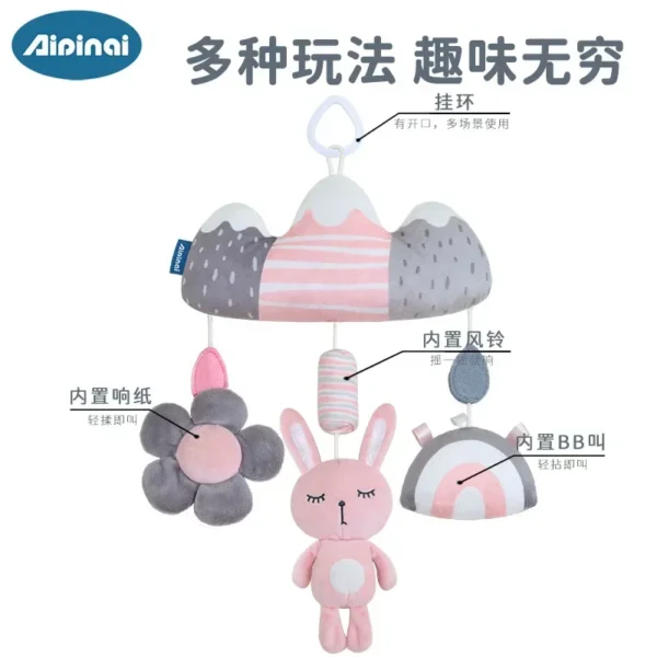 Soft Infant Crib Bed Stroller Mobile Hanging Rattle Baby Educational Toys Brain Developmental Hand Grip Cute Stuffed Animal Toys - Image 3