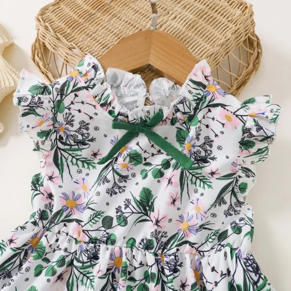 1-6 Years Kids Baby Girl Daily Dress Flowers Print Sleeveless Retro Style Lovely A- Line Summer Children Holiday Party Dresses - Image 2