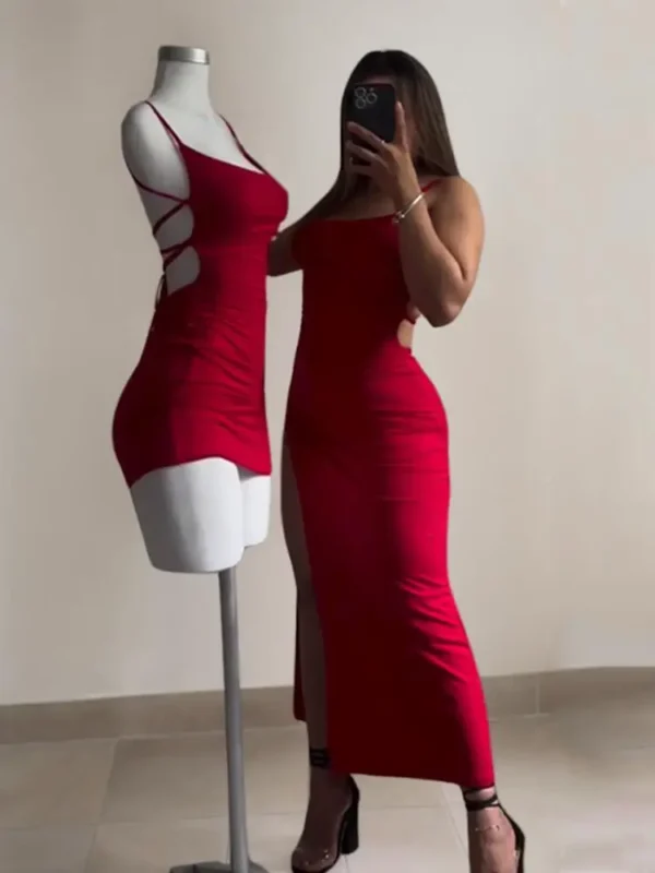2024 explosive new dress summer high sensibility halter strap Spice Girl bag hip dress - Image 6