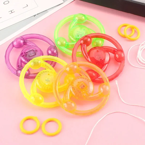 3pcs New Luminous Hand Pull Luminous Flashing Rope Flywheel Toy Led Light Toy Novelty Children Flywheel Flash Gyro Gift Toys - Image 2