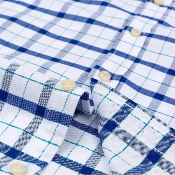 100% Cotton Men Oxford Shirt Short Sleeve Summer Plaid Striped Male Clothes Business Regular Fit Dress Shirt Oversized 7XL 6XL - Image 4