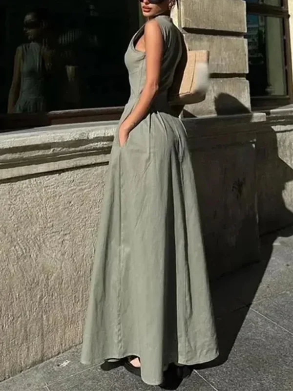 TRAF Zipper Long Dress Woman Pleated Sleeveless Bodycon Dress Summer Elegant Party Dresses For Women 2024 New Midi Dresses - Image 6