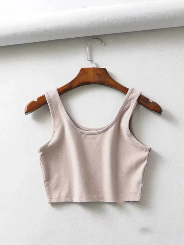 sexy women summer crop tops sleeveless short cotton u collar knitted bar - Image 5