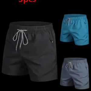 Men's Fashionable Summer Shorts Solid Color Three-Point Drawstring Elastic