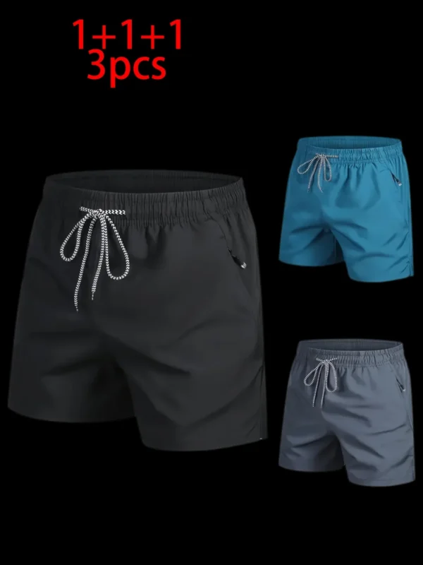 Men's Fashionable Summer Shorts Solid Color Three-Point Drawstring Elastic