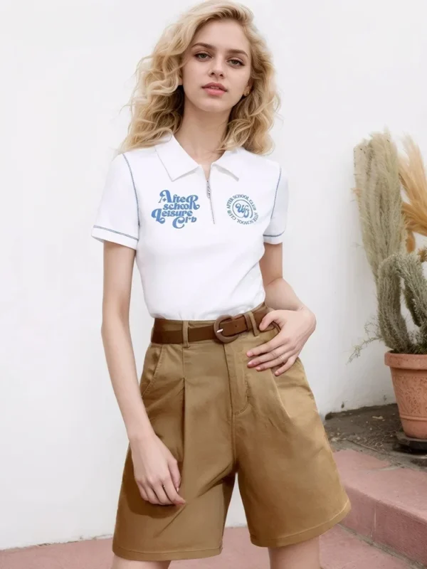 Summer Women's Suit Shorts Loose Slim Casual Wide Leg Short Pants with Belt Office Lady Cotton Bermuda Shorts for Women - Image 4