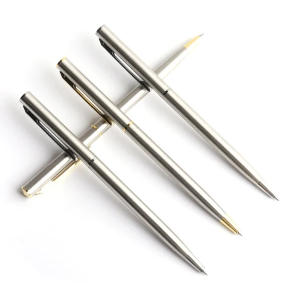 Metal Gel Pen Stainless Steel Material Rotate Gel Pens Ink Colors Black Blue Writing Point 0.5mm For School Office Stationery - Image 3