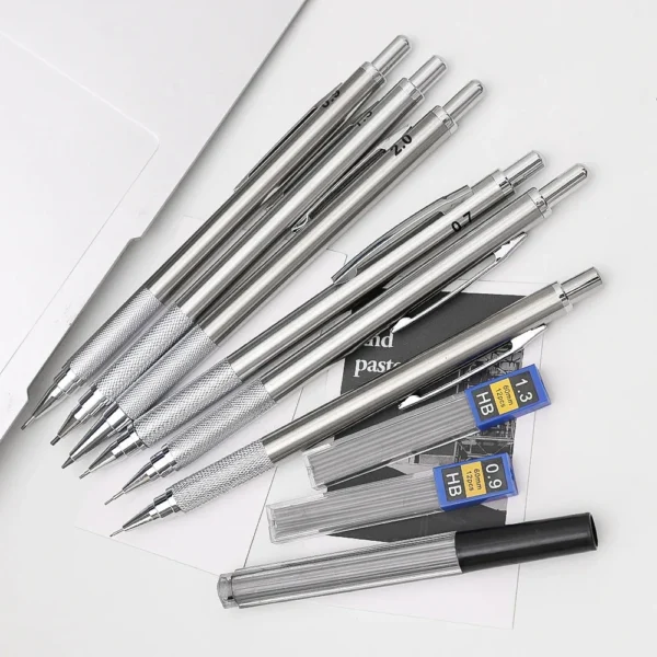 Mechanical Pencil Set 0.3 0.5 0.7 0.9 1.3 2.0mm Full Metal Art Drawing Painting Automatic Pencil with Leads Office School Supply - Image 3