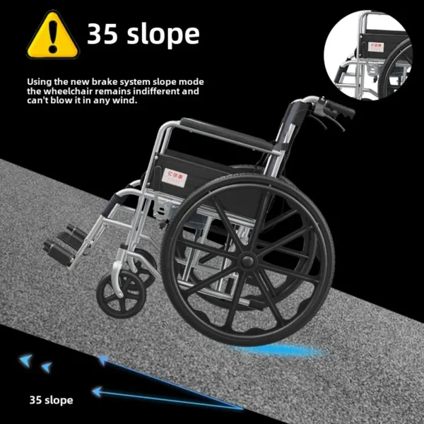 big large wheel wheel with toilet portable hand push scooter wheelchair for the elderly inconvenient legs and feet - Image 3