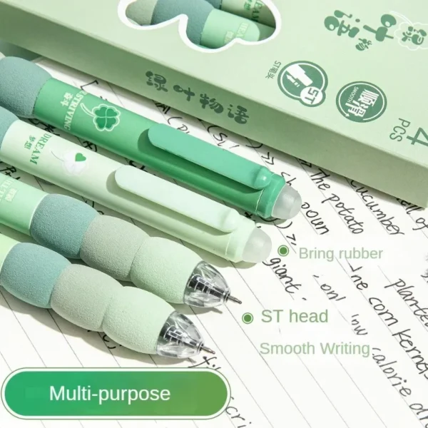 4PCS/Box Soft Cloud Grip Erasable Press Gel Pen ST Tip Quick Drying Ballpoint Pen Student 0.5mm Black Ink Office Accessories - Image 5