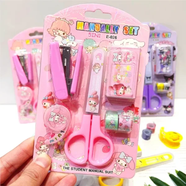 Cartoon Stationery Set Kuromi Kitty Stapler Tape Combination School Student Supplies Home Book Binding Machine Stapler - Image 6