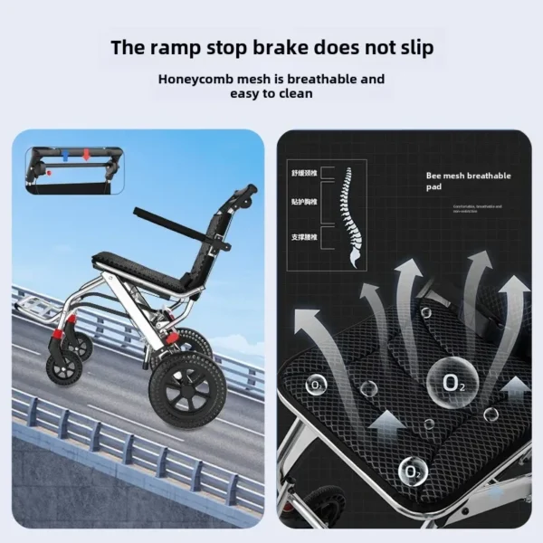 12-Inch honeycomb wheel folding lightweight wheelchair scooter tie rod model - Image 4