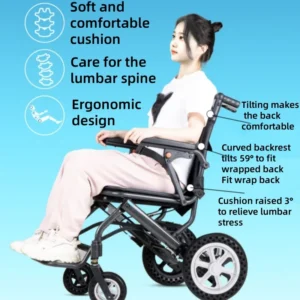 Aluminium Alloy Foldable Ultralight Manual Lightweight Wheelchair Elderly Wheelchair Easy Mobility Vehicle for airplane airpor