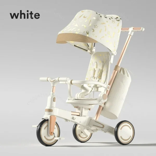 Lightweight Three-wheel Baby Stroller Adjustable Push Bar Foldable Three-wheel Baby Stroller Multi-functional Children's Bicycle - Image 2