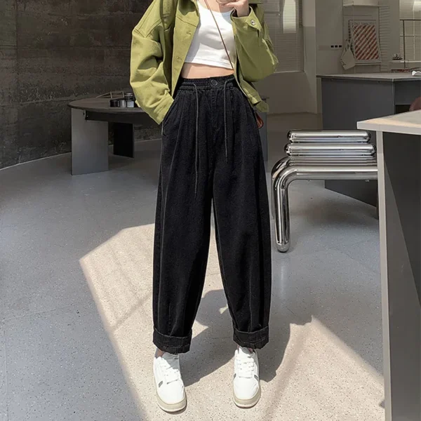 2023 New Korean All-match Solid Color Loose Cropped Pants Women's Clothing Spring Autumn Casual Trend High Waist Harem Trousers - Image 4
