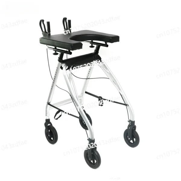 Outdoor Medical Rehabilitation Aluminum Frame Upright Walker 4 Wheels Rolling Rollator for Seniors - Image 4
