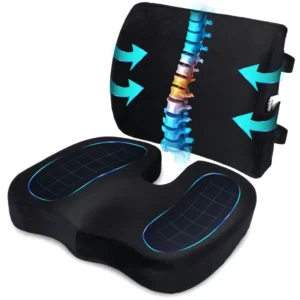 Coccyx Orthopedic Seat Cushion and Lumbar Support Pillow for Office Chair Car Wheelchair Seat Cushion Back Support Cushion